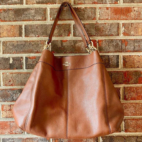 Coach Handbags - Brown Pebble Leather Coach Large Lexy Shoulder Bag